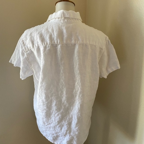 In Bed Store Women’s White Linen Button Down Shirt Blouse Pajama Top Size 2 - Picture 4 of 9